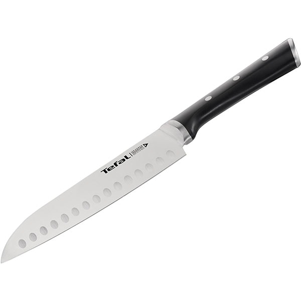 Cutit Santoku TEFAL Ingenio Ice Force K2320614, 18cm, otel, negru