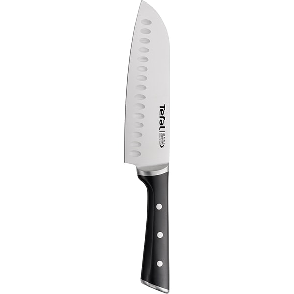 Cutit Santoku TEFAL Ingenio Ice Force K2320614, 18cm, otel, negru