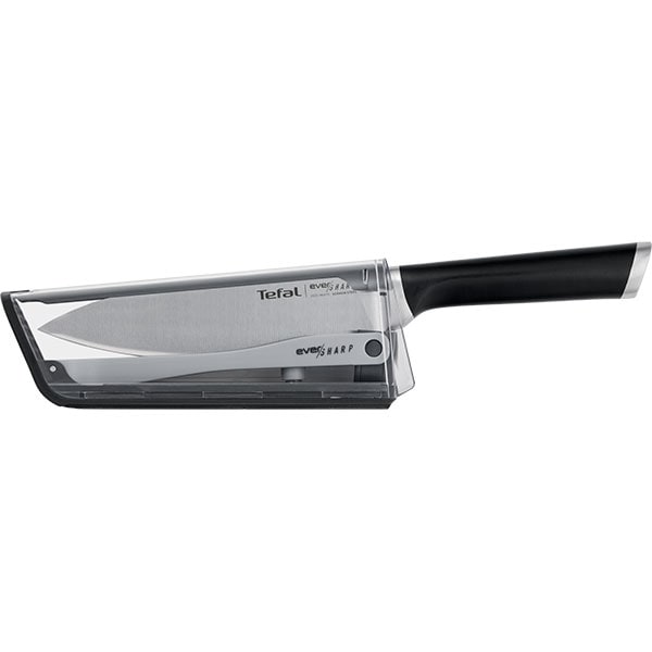 Cutitul bucatarului cu suport autoascutire TEFAL Ever Sharp K2569004, 16.5cm, inox, argintiu