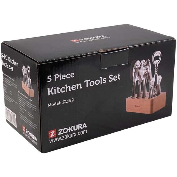 Set ustensile de bucatarie ZOKURA Z1152, 5 piese, zinc, argintiu