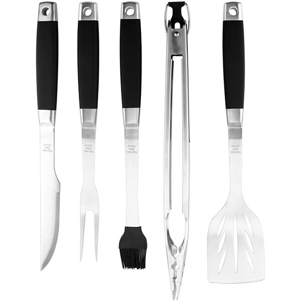 Set ustensile pentru gratar ZOKURA Z1195, 6 piese, inox, negru