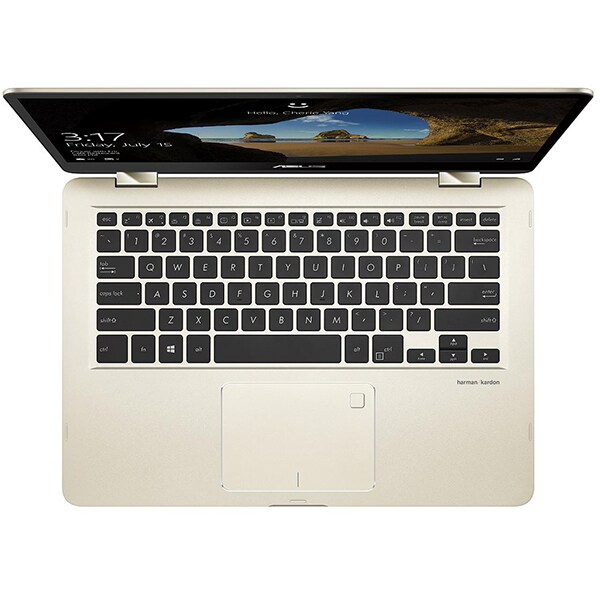 Laptop 2 in 1 ASUS ZenBook UX461UA-E1013T, 14" Full HD Touch, Intel Core i5-8250U pana la 3.4GHz, 8GB, SSD 256GB, Intel UHD Graphics 620, Windows 10 Home, Gold