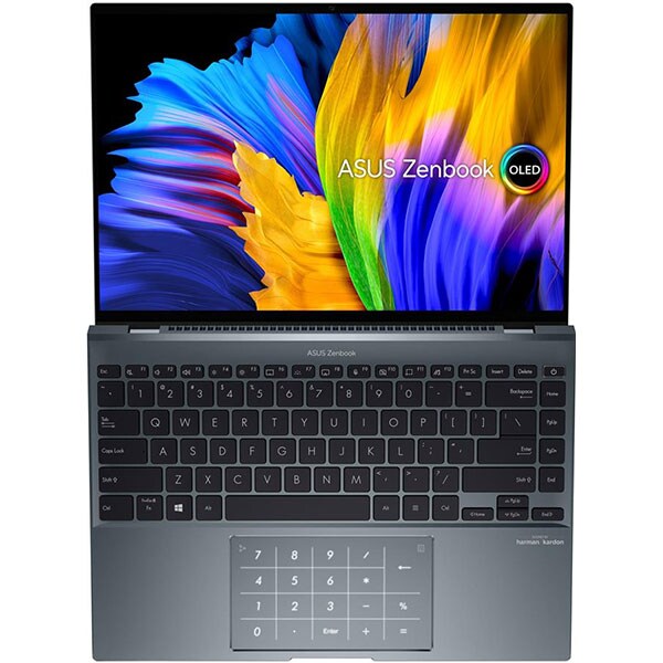 Laptop ASUS Zenbook 14X OLED UX5401EA-KU153X, Intel Core i7-1165G7 pana la 4.7GHz, 14" 4K, 16GB, SSD 1TB, Intel Iris Xe Graphics, Windows 11 Pro, Pine Grey