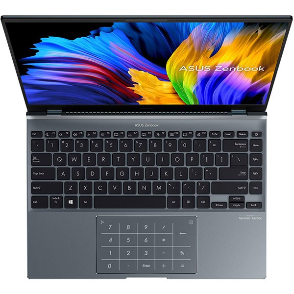 Laptop ASUS Zenbook 14X OLED UX5401EA-KU153X, Intel Core i7-1165G7 pana la 4.7GHz, 14" 4K, 16GB, SSD 1TB, Intel Iris Xe Graphics, Windows 11 Pro, Pine Grey