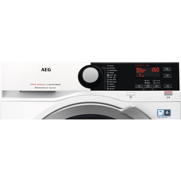 Uscator de rufe AEG T8DBE48S, Motor Inverter, Pompa de caldura, 8kg, 10 programe, Clasa A++, alb
