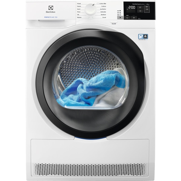 Uscator de rufe ELECTROLUX PerfectCare700 EW7H438B, Pompa de caldura, 8kg, 12 programe, Clasa A+, alb