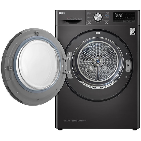 Uscator de rufe LG RC90V9JV2Q, ThinQ, condensare si pompa de caldura, 9Kg, 14 Programe, Clasa A+++, negru