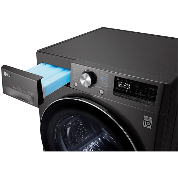 Uscator de rufe LG RC90V9JV2Q, ThinQ, condensare si pompa de caldura, 9Kg, 14 Programe, Clasa A+++, negru