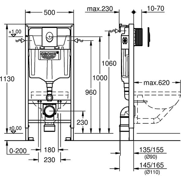 Set rezervor WC incastrat GROHE RAPID 3in1 SL 38721001, 6-9l