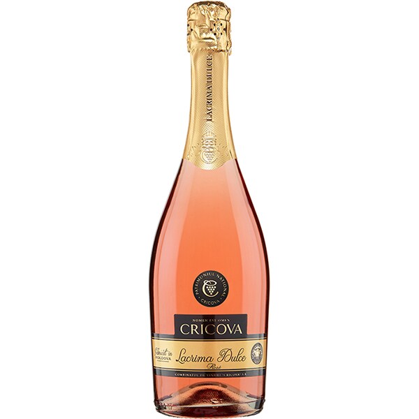 Vin spumant demidulce Cramele Cricova Lacrima Dulce Rose, 0.75L