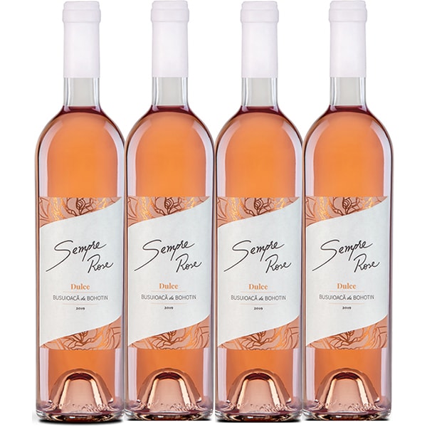 Vin rose dulce Beciul Domnesc Compania Sempre Rose Busuioaca de Bohotin Dulce, 0.75L, bax 4 sticle