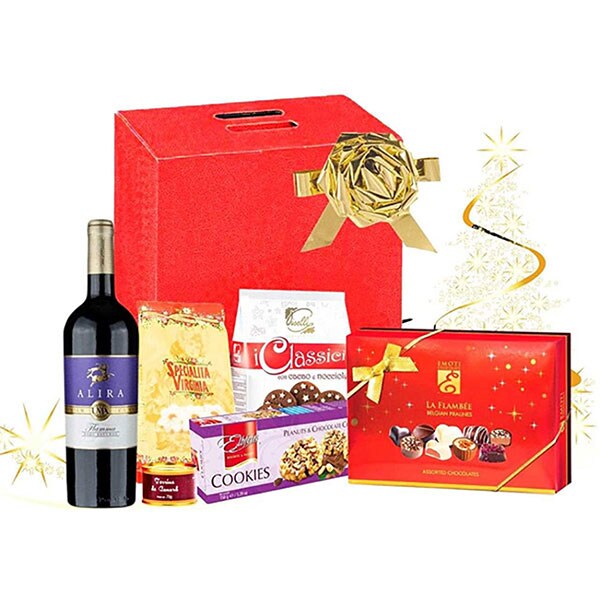 Pachet cadou Craciun ALIRA VNX-1-C2020, cutie cadou cu maner dublu