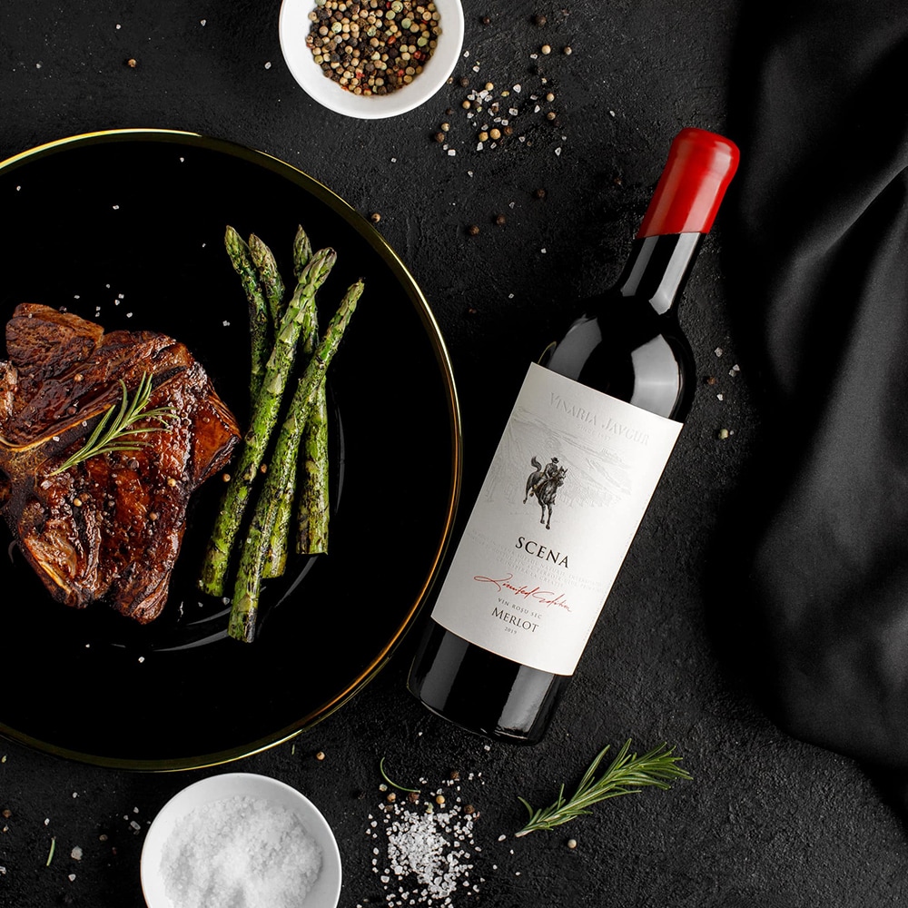 Vin rosu sec Vinaria Javgur Scena Merlot 2019, 0.75L