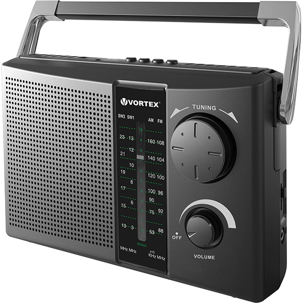 Radio portabil VORTEX VO2606, FM, Bluetooth, USB, Baterii R20 x 2, negru