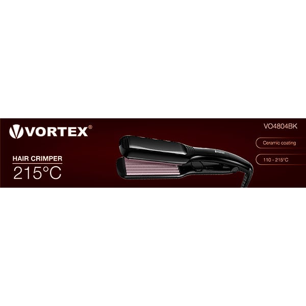 Placa pentru creponat parul VORTEX VO4804BK, 215 grade, invelis ceramic, negru