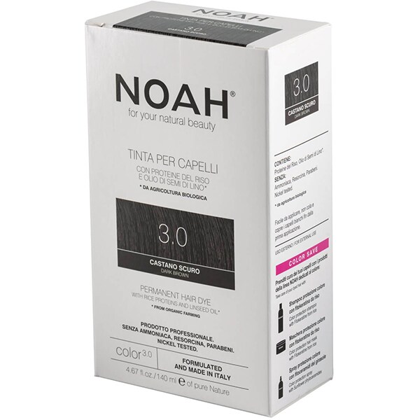 Vopsea de par naturala fara amoniac NOAH, 3.0 Saten inchis, 140ml