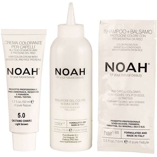 Vopsea de par naturala fara amonic NOAH, 5.0 Saten deschis, 140ml