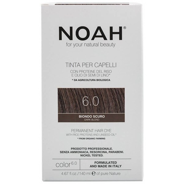 Vopsea de par naturala fara amoniac NOAH, 6.0 Blond inchis, 140ml