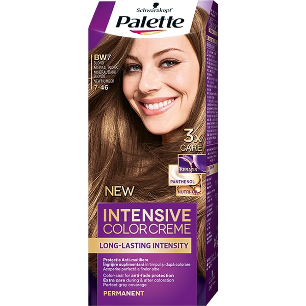 Vopsea de par PALETTE Intensive Color Creme, BW7 Blond Mineral Inchis, 110ml