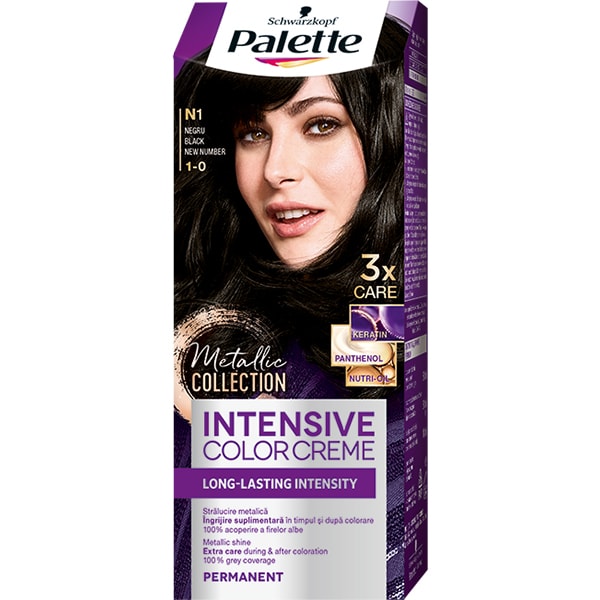 Vopsea de par PALETTE Intensive Color Creme, N1 Negru, 110ml