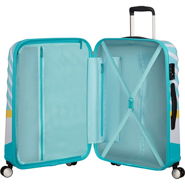 Troler AMERICAN TOURISTER Spinner Wavebreaker Disney Mickey Blue Kiss, 67 cm, multicolor