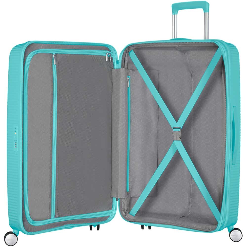 Troler AMERICAN TOURISTER Soundbox, 77 cm, albastru