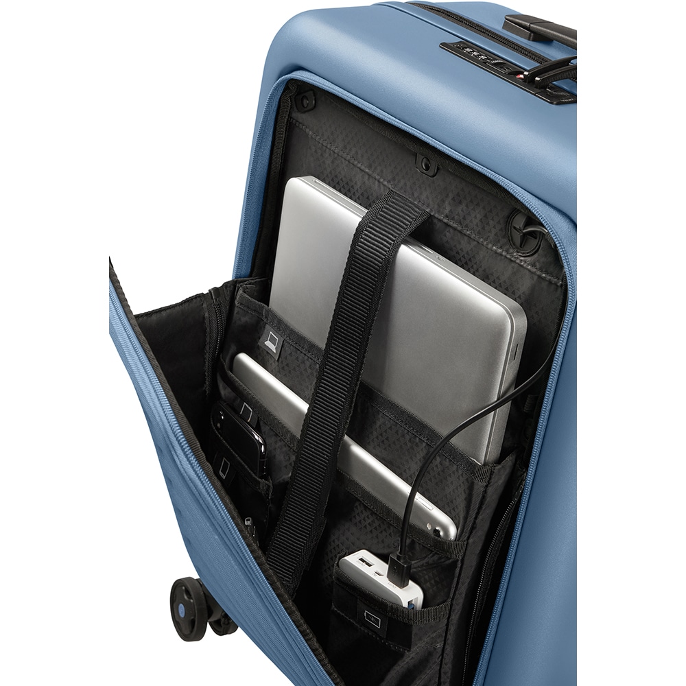 Troler SAMSONITE Stackd Exp Easy Access, 55 cm, albastru deschis