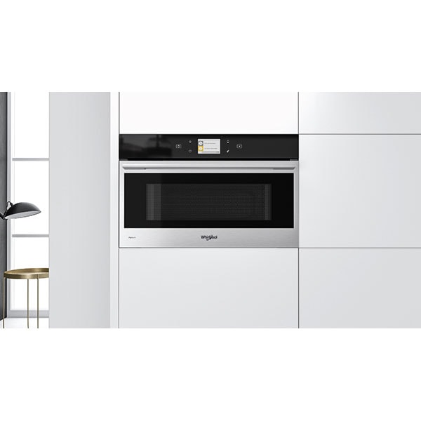 Cuptor cu microunde incorporabil WHIRLPOOL W9 MD260 IXL, 6th Sense, 31l, 1000W, Grill, negru-inox