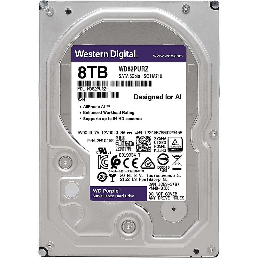 Hard Disk WD Purple Surveillance, 8TB, 5640 RPM, SATA3, 128 MB, WD84PURZ
