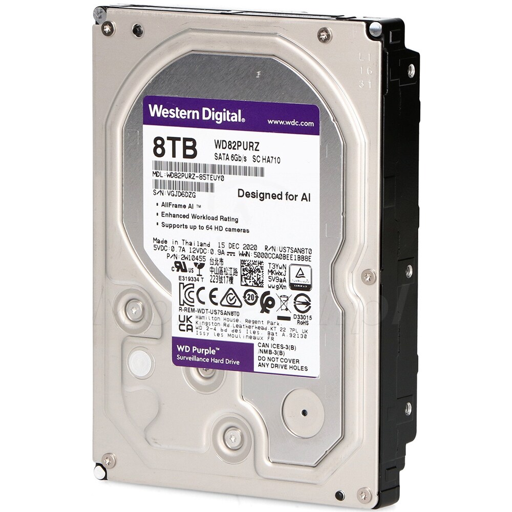 Hard Disk WD Purple Surveillance, 8TB, 5640 RPM, SATA3, 128 MB, WD84PURZ