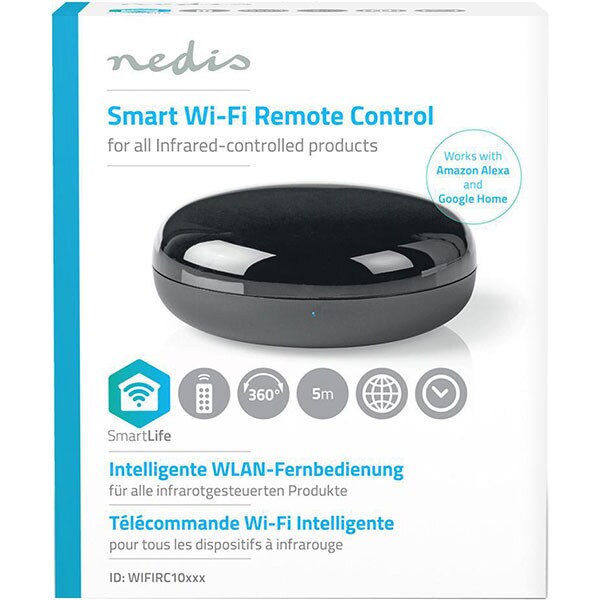 Telecomanda smart NEDIS WIFIRC10BK, Wi-Fi, control TV/IR/Aer conditionat, negru