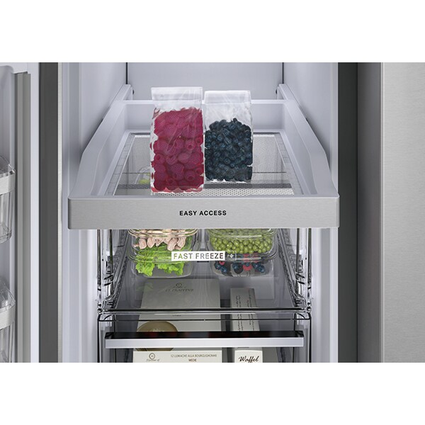 Side by Side WHIRLPOOL WQ9IMO1L, NoFrost, 592 l, H 187.4 cm, Clasa F, Dozator apa, inox