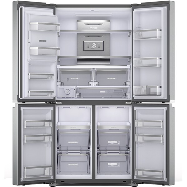 Side by Side WHIRLPOOL WQ9IMO1L, NoFrost, 592 l, H 187.4 cm, Clasa F, Dozator apa, inox