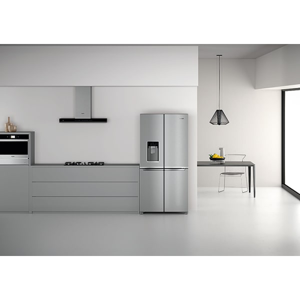 Side by Side WHIRLPOOL WQ9IMO1L, NoFrost, 592 l, H 187.4 cm, Clasa F, Dozator apa, inox