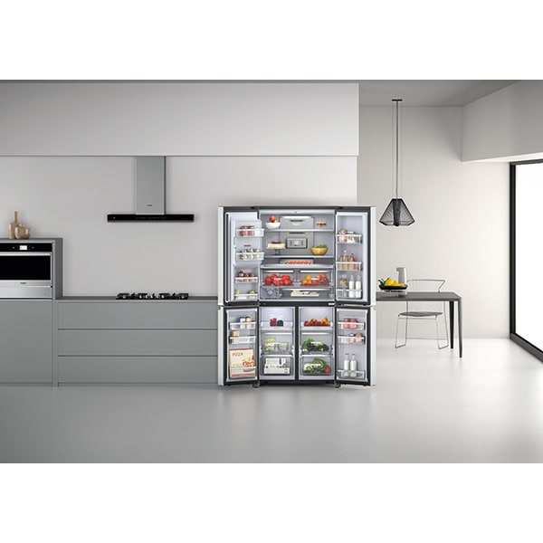 Side by Side WHIRLPOOL WQ9IMO1L, NoFrost, 592 l, H 187.4 cm, Clasa F, Dozator apa, inox