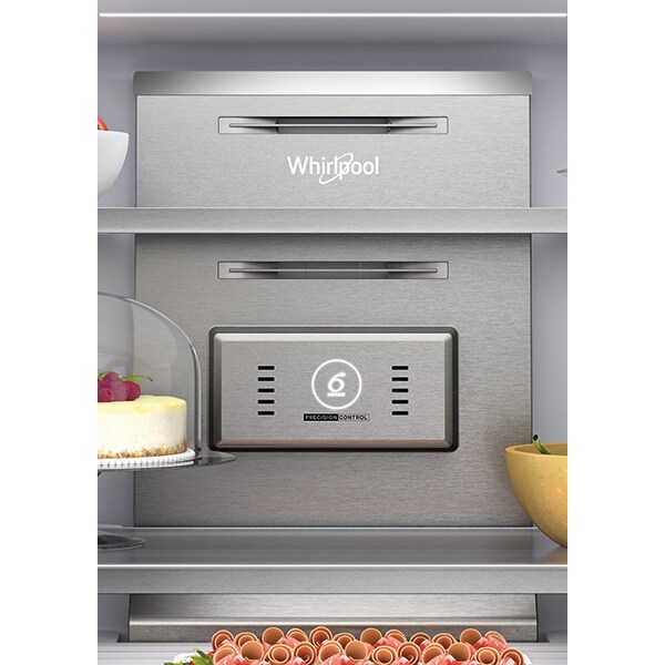 Side by Side WHIRLPOOL WQ9IMO1L, NoFrost, 592 l, H 187.4 cm, Clasa F, Dozator apa, inox