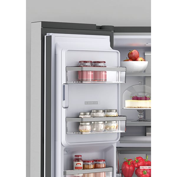 Side by Side WHIRLPOOL WQ9IMO1L, NoFrost, 592 l, H 187.4 cm, Clasa F, Dozator apa, inox
