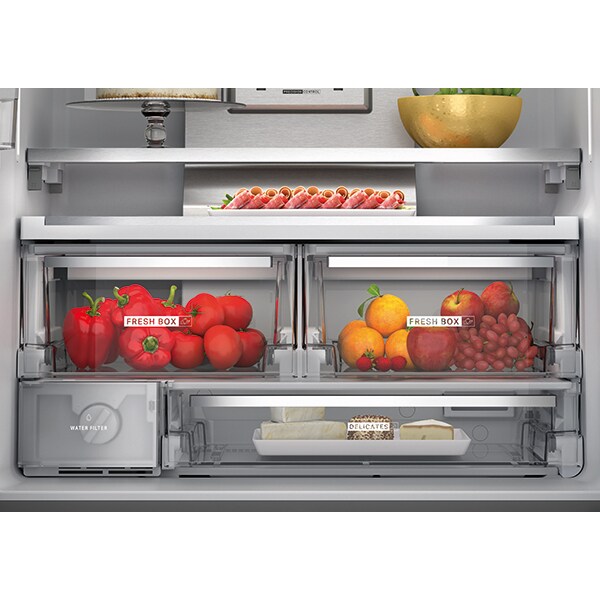 Side by Side WHIRLPOOL WQ9IMO1L, NoFrost, 592 l, H 187.4 cm, Clasa F, Dozator apa, inox