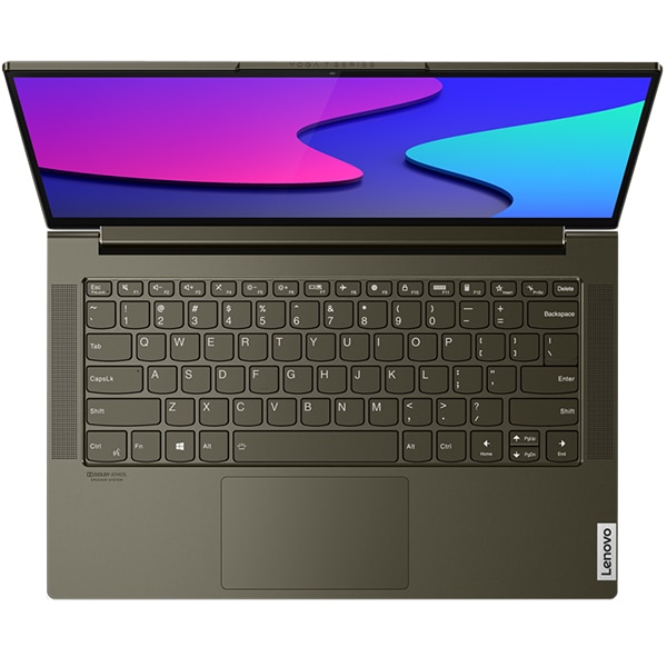Laptop LENOVO Yoga Slim 7 14IIL05, Intel Core i7-1065G7 pana la 3.9GHz, 14" Full HD, 16GB, 1TB, Intel Iris Plus Graphics, Windows 10 Home, verde inchis