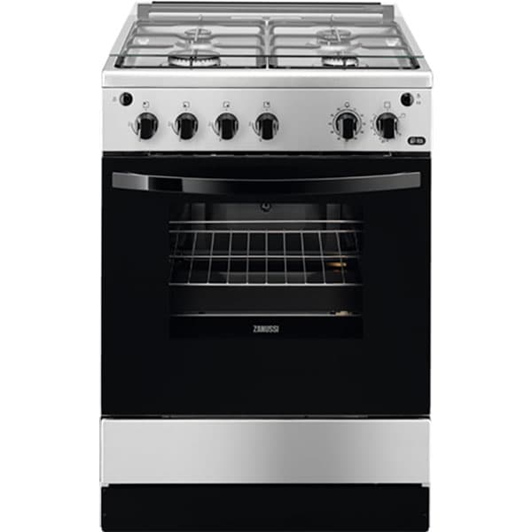 Aragaz ZANUSSI ZCG612H1XA, Gaz, 4 arzatoare, L 60 cm, Grill, negru-inox