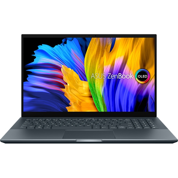 Laptop ASUS Zenbook Pro 15 OLED UM5500QE-KY204X, AMD Ryzen 7 5800H pana la 4.4GHz, 15.6" Full HD Touch, 16GB, SSD 1TB, NVIDIA GeForce RTX 3050 Ti 4GB, Windows 11 Pro, Pine Grey