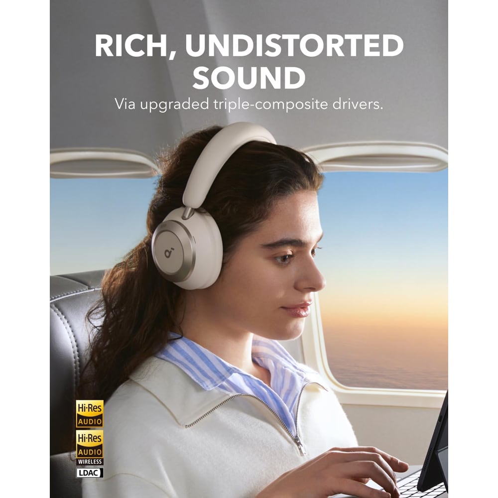 Casti ANKER SoundCore Space One Pro, Bluetooth, Over-ear, Microfon, Noise Cancelling, alb