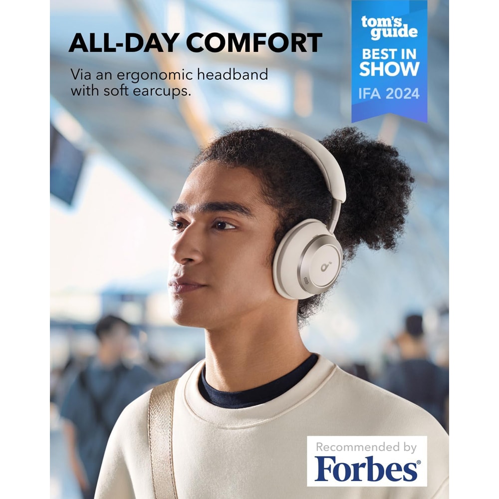 Casti ANKER SoundCore Space One Pro, Bluetooth, Over-ear, Microfon, Noise Cancelling, alb