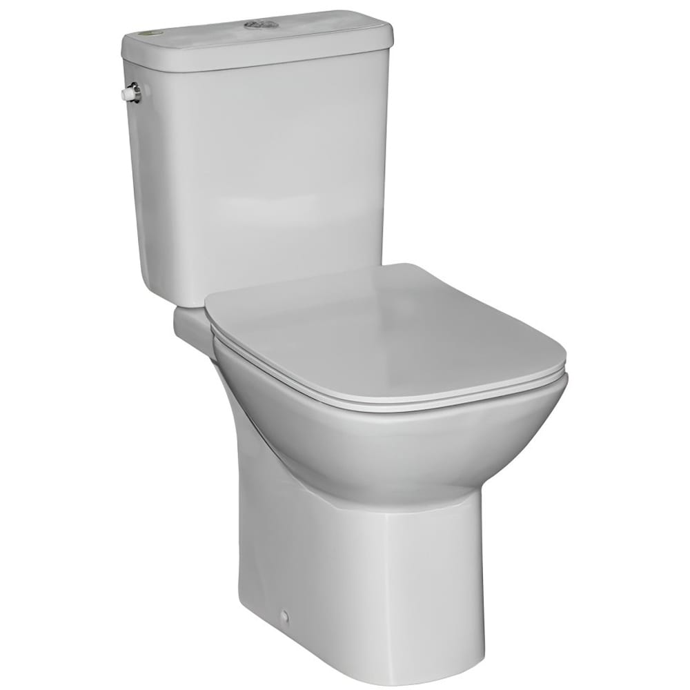 Set vas WC ROCA Debba Square A34P9D0000, portelan, rezervor 3/4.5 l, capac SoftClose, alb