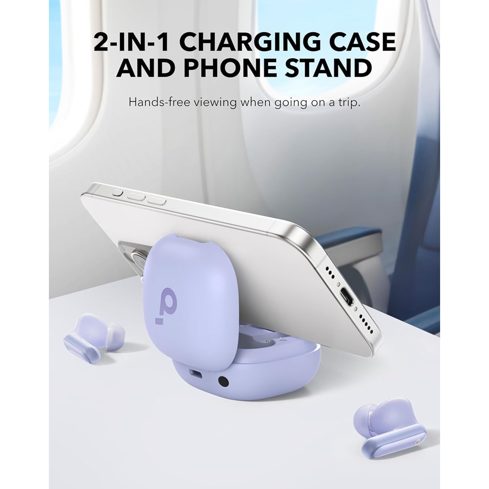 Casti ANKER Soundcore P40i, True Wireless, Bluetooth, In-ear, Microfon, Noise Cancelling, Carcasa incarcare wireless, violet