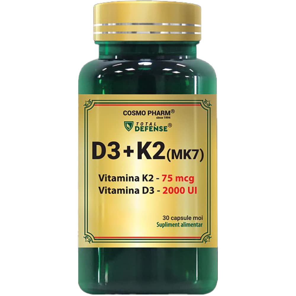 Supliment D3 + K2 (Mk 7), 30 capsule, COSMO PHARM