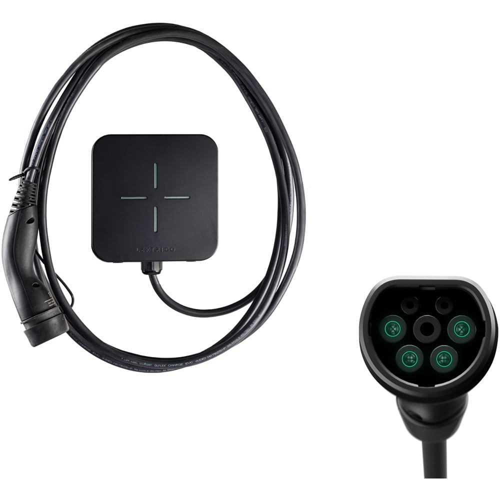 Statie incarcare masini electrice LEKTRI.CO Tri Safe, trifazat, 7.4-22 kW, 32A, Type 2, cablu 5m, Wi-Fi, negru