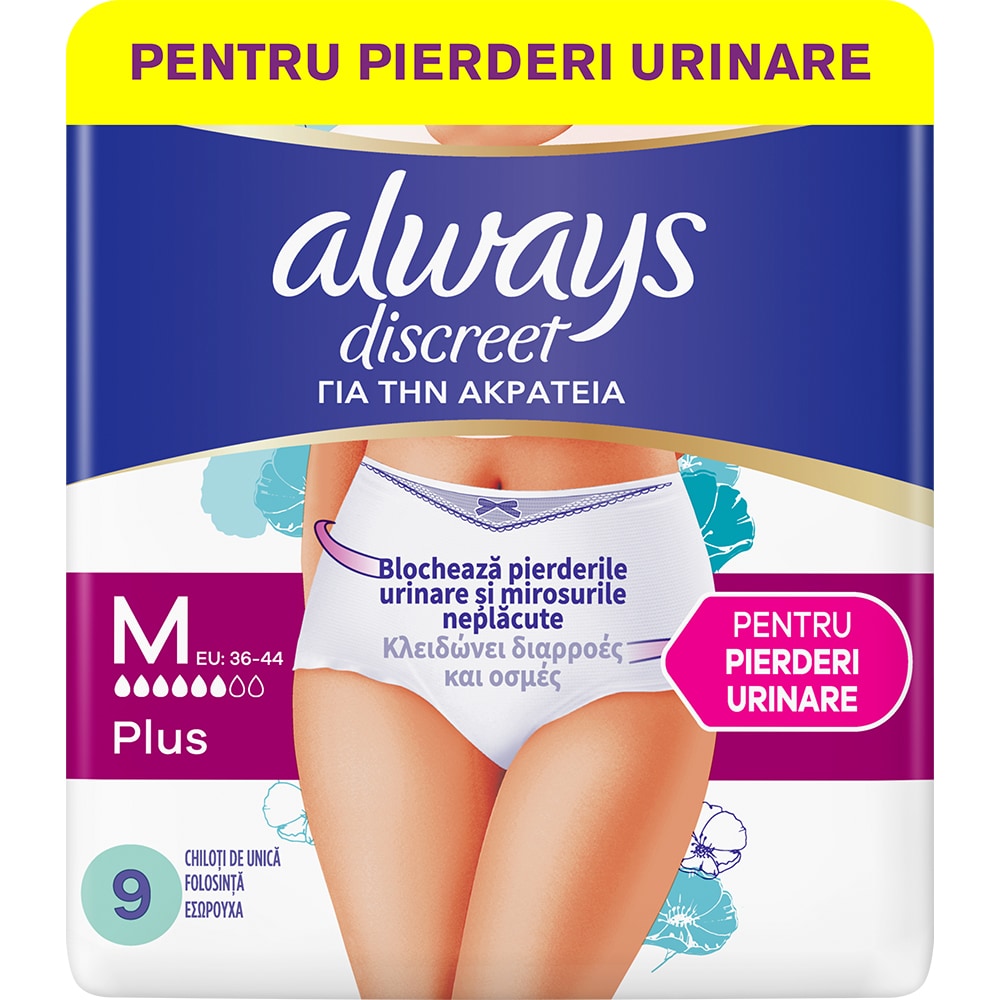 Scutece tip chilot ALWAYS Discreet Pants, M, 9 buc