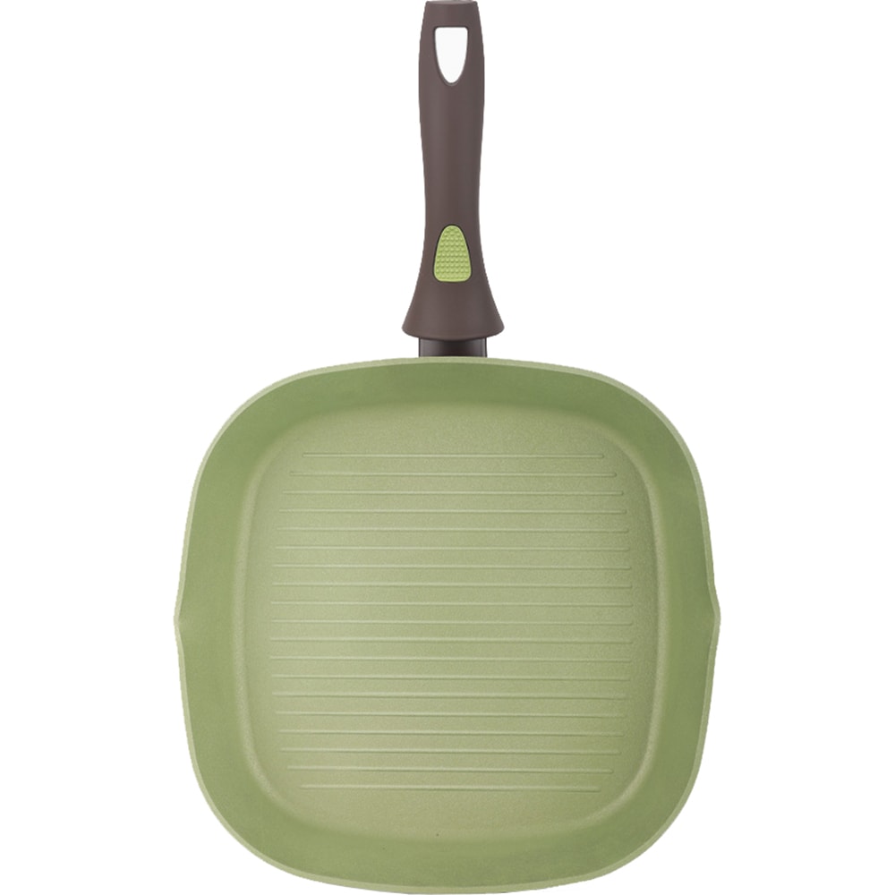 Tigaie grill AMERCOOK Avocado AC0108408.28, 28 cm, aluminiu forjat, negru-verde