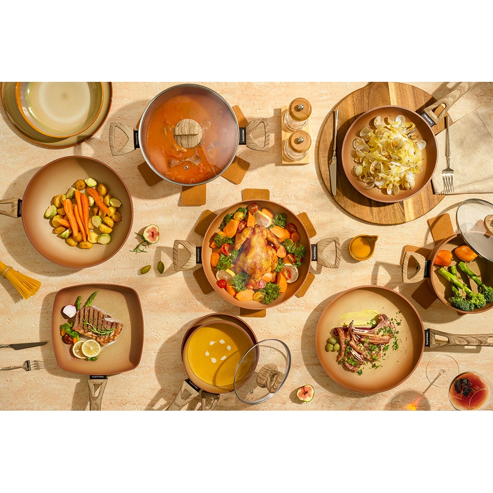 Tigaie AMERCOOK Terracotta AC0108501.28, 28 cm, aluminiu presat, aramiu